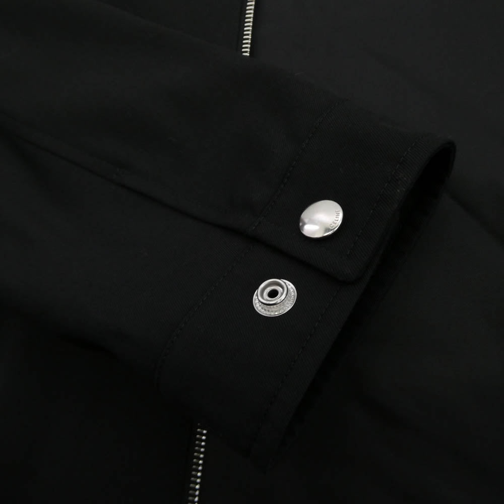 CELINE セリーヌ C447204 2409 イタリア製 トリンオンフ刺繍 スイングトップ ジップアップ ジャケット ブルゾン ブラック系 54【極上美品】【中古】