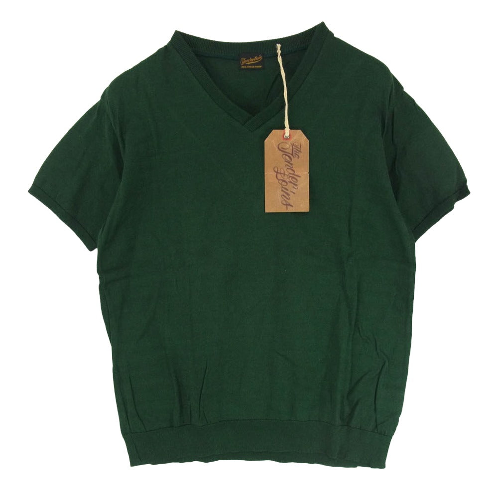 TENDERLOIN テンダーロイン T-RIDGE V Vネック 半袖 ニットTシャツ グリーン系 M【中古】