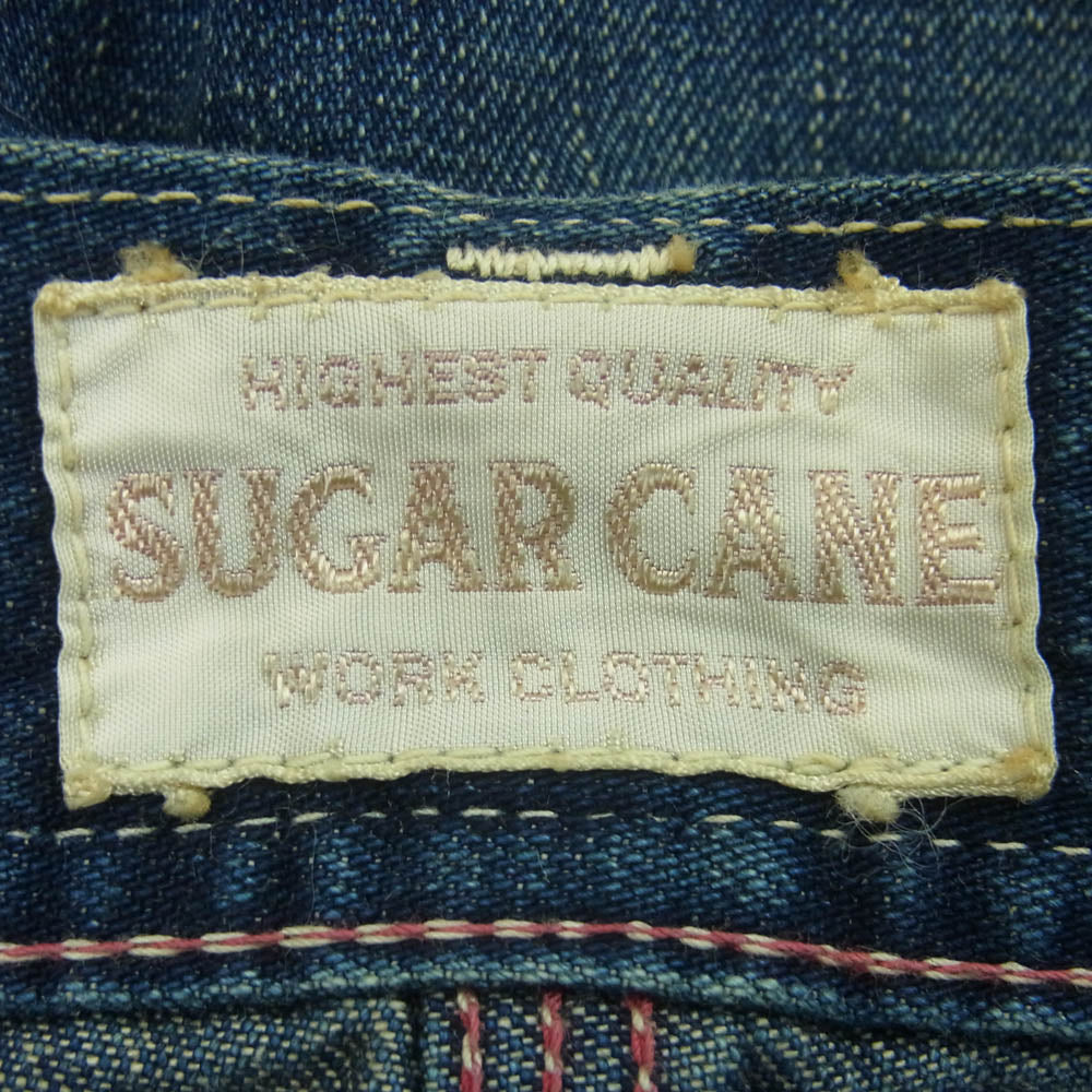 SUGAR CANE シュガーケーン SC47575R ボタンフライ ダメージ加工 デニム ワーク パンツ インディゴブルー系 W32 L30【中古】 SUGAR CANE シュガーケーン SC47575R ボタンフライ ダメージ加工