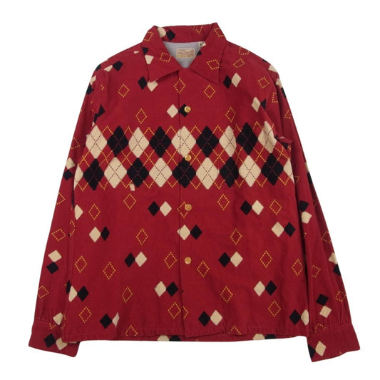 STYLE EYES スタイルアイズ SE27427 ARGYLE CORDUROY SPORTS SHIRT 長袖 コーデュロイ シャツ レッド系 M【中古】