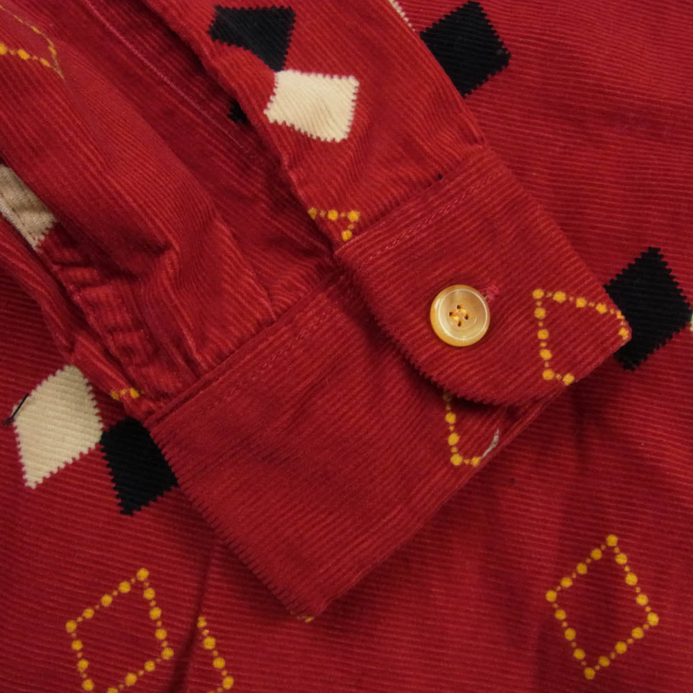 STYLE EYES スタイルアイズ SE27427 ARGYLE CORDUROY SPORTS SHIRT 長袖 コーデュロイ シャツ レッド系 M【中古】