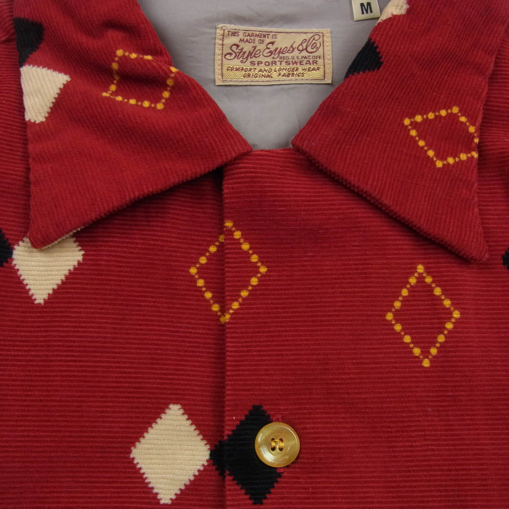 STYLE EYES スタイルアイズ SE27427 ARGYLE CORDUROY SPORTS SHIRT 長袖 コーデュロイ シャツ レッド系 M【中古】