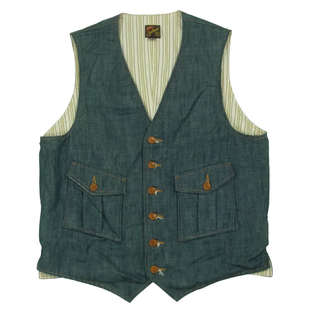 SUGAR CANE シュガーケーン MISTER FREEDOM USA製 NOS PLAYER DENIM ミスターフリーダム デニム ベスト インディゴブルー系 38【中古】