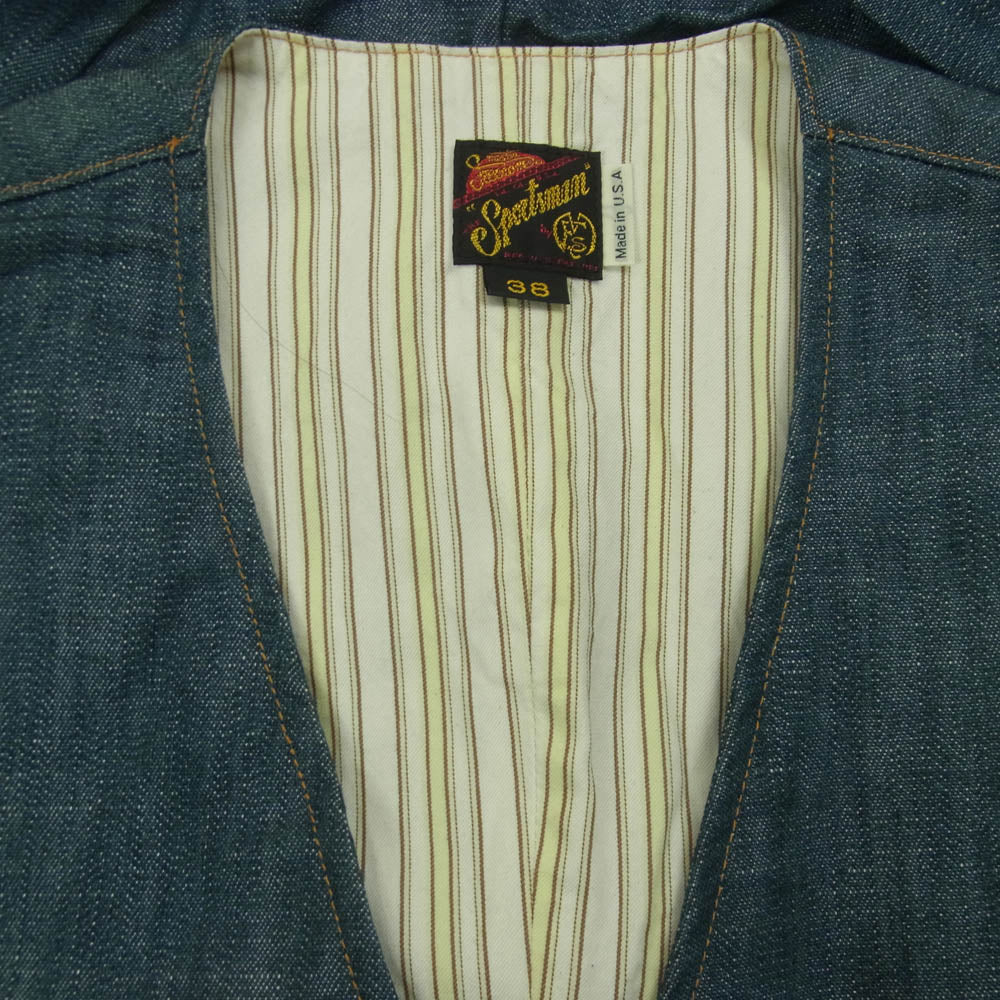 SUGAR CANE シュガーケーン MISTER FREEDOM USA製 NOS PLAYER DENIM ミスターフリーダム デニム ベスト インディゴブルー系 38【中古】