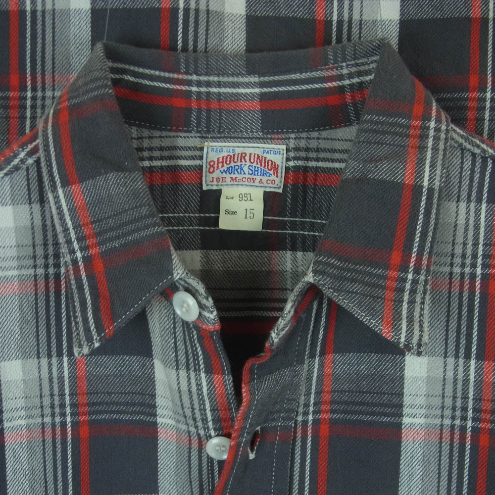 The REAL McCOY'S ザリアルマッコイズ MS16131 JOE Mc COY ジョーマッコイ LOT 951 8 HOUR UNION WORK SHIRT フランネル 長袖 シャツ グレー系 レッド系 15【中古】
