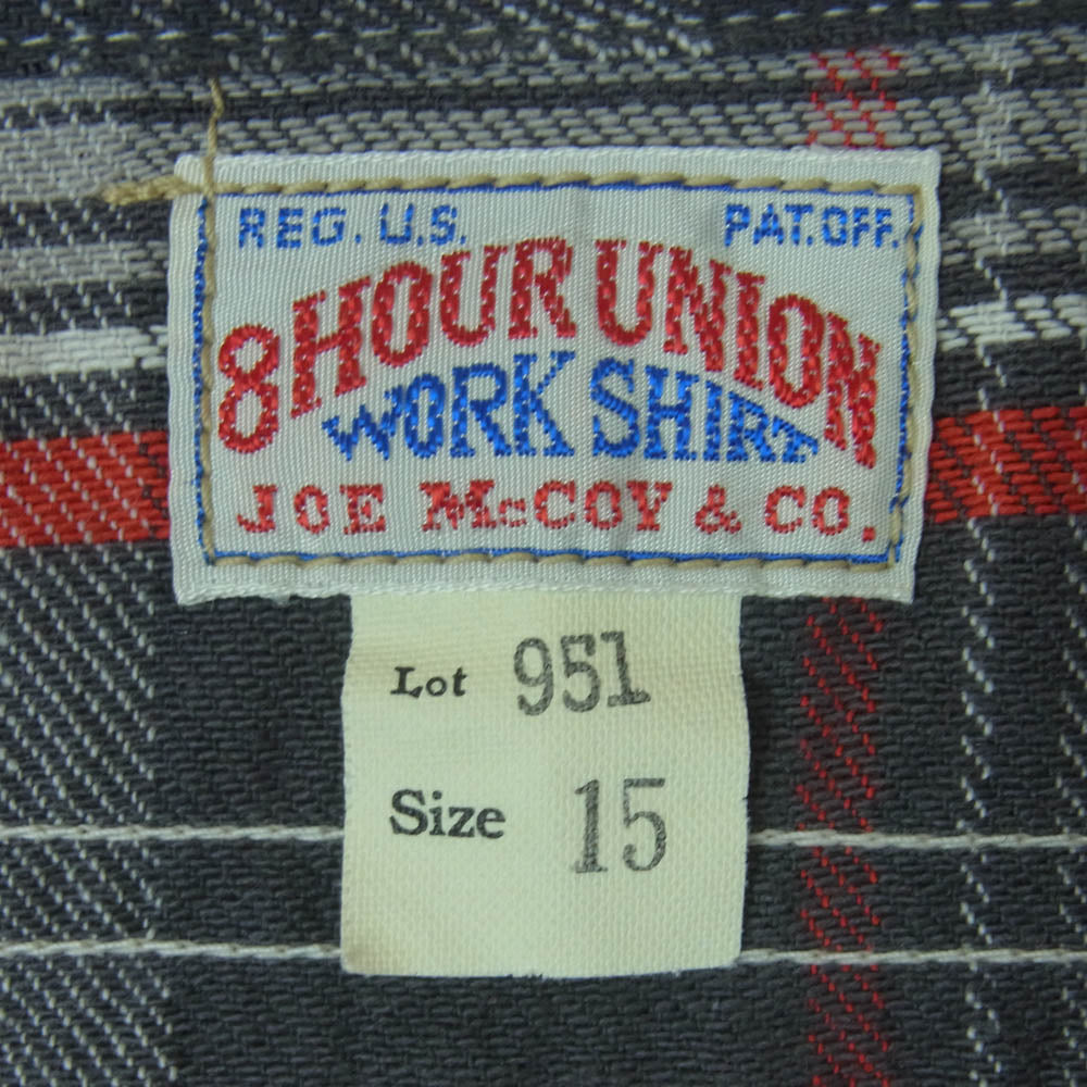 The REAL McCOY'S ザリアルマッコイズ MS16131 JOE Mc COY ジョーマッコイ LOT 951 8 HOUR UNION WORK SHIRT フランネル 長袖 シャツ グレー系 レッド系 15【中古】