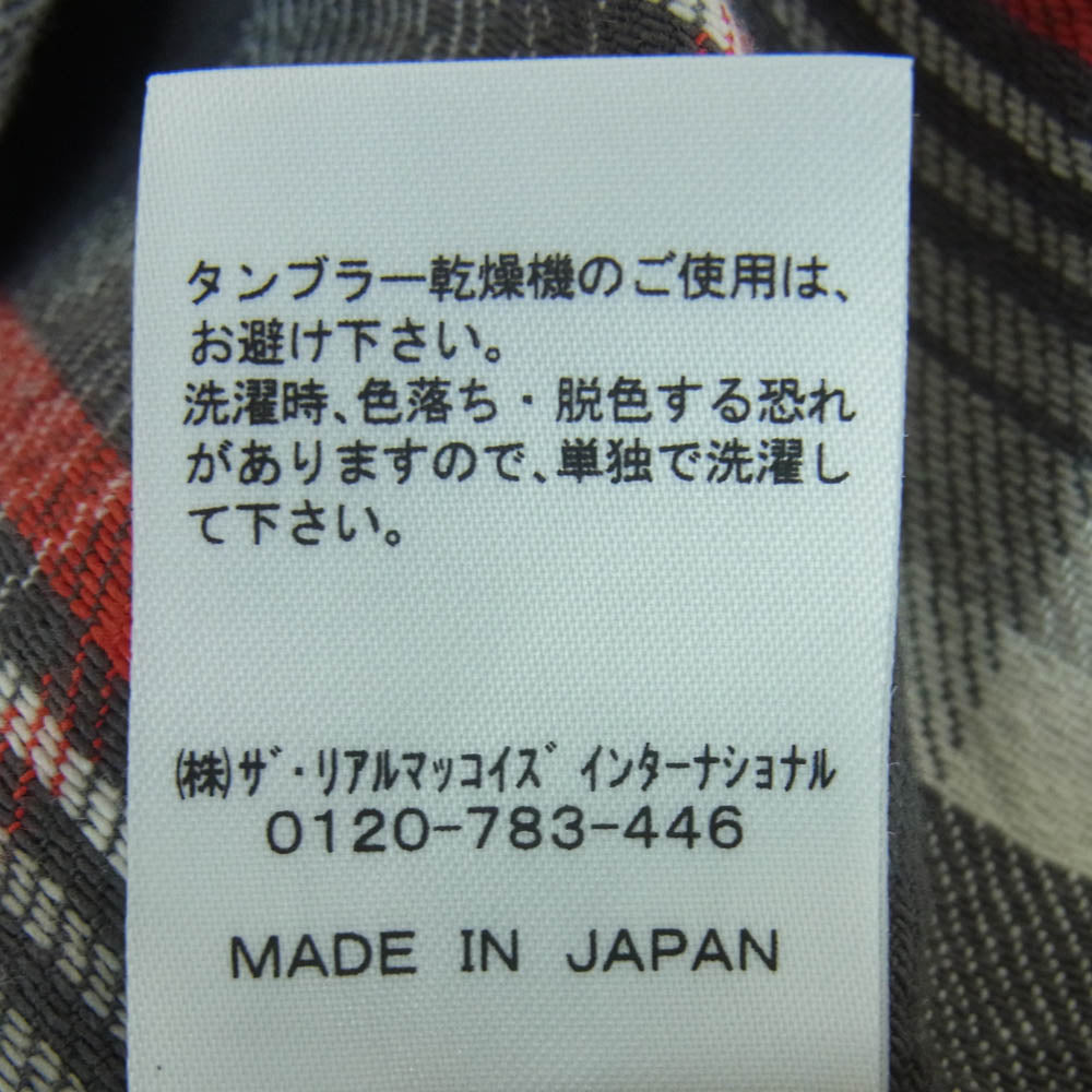The REAL McCOY'S ザリアルマッコイズ MS16131 JOE Mc COY ジョーマッコイ LOT 951 8 HOUR UNION WORK SHIRT フランネル 長袖 シャツ グレー系 レッド系 15【中古】