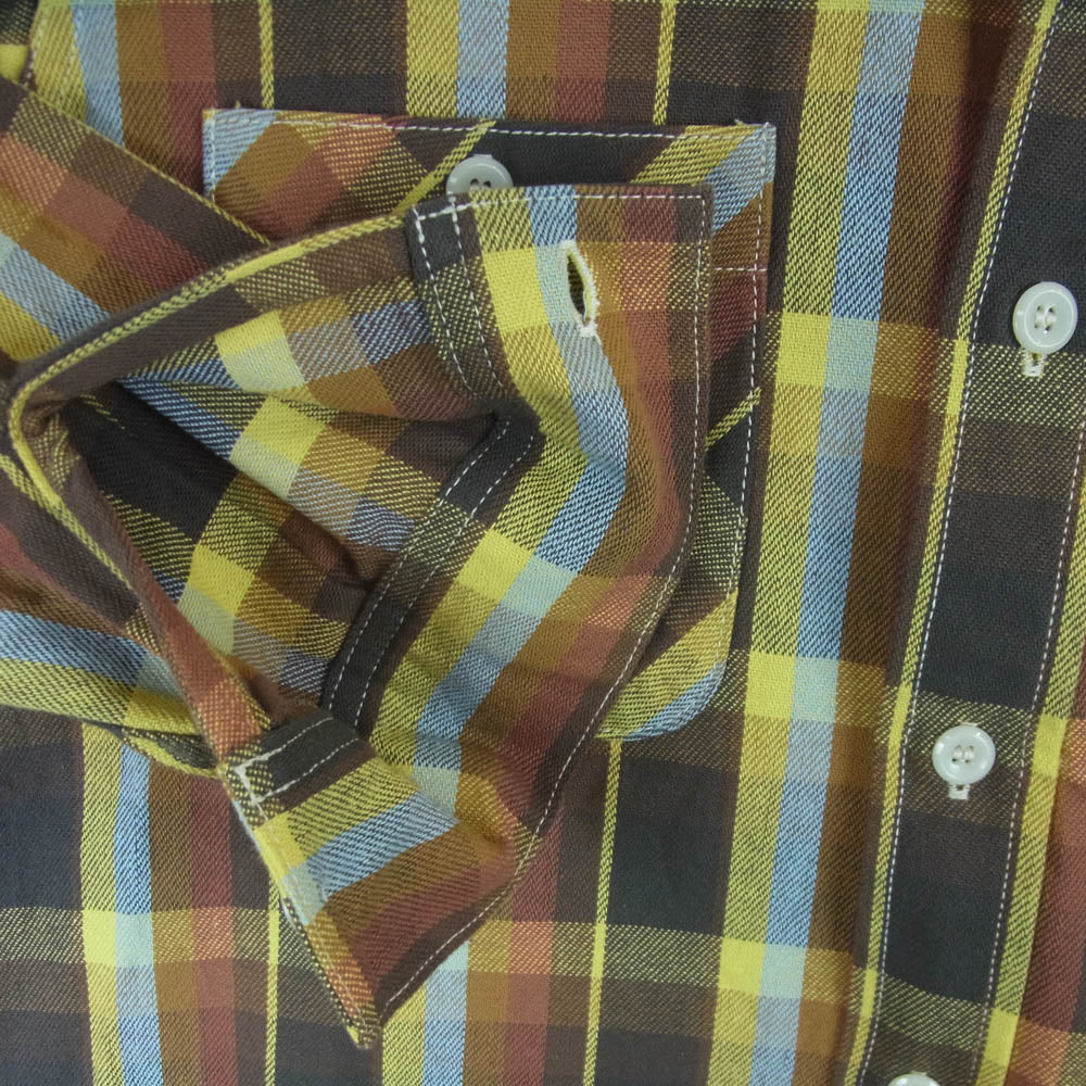 The REAL McCOY'S ザリアルマッコイズ MS16031 JOE Mc COY ジョーマッコイ LOT 949 8 HOUR UNION WORK SHIRT フランネル 長袖 シャツ ブラウン系 イエロー系 15【中古】