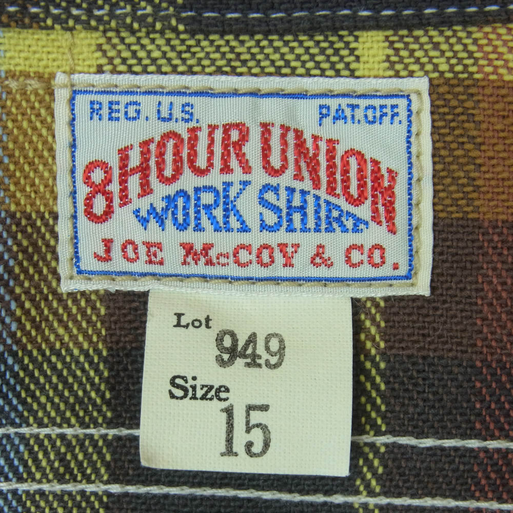 The REAL McCOY'S ザリアルマッコイズ MS16031 JOE Mc COY ジョーマッコイ LOT 949 8 HOUR UNION WORK SHIRT フランネル 長袖 シャツ ブラウン系 イエロー系 15【中古】