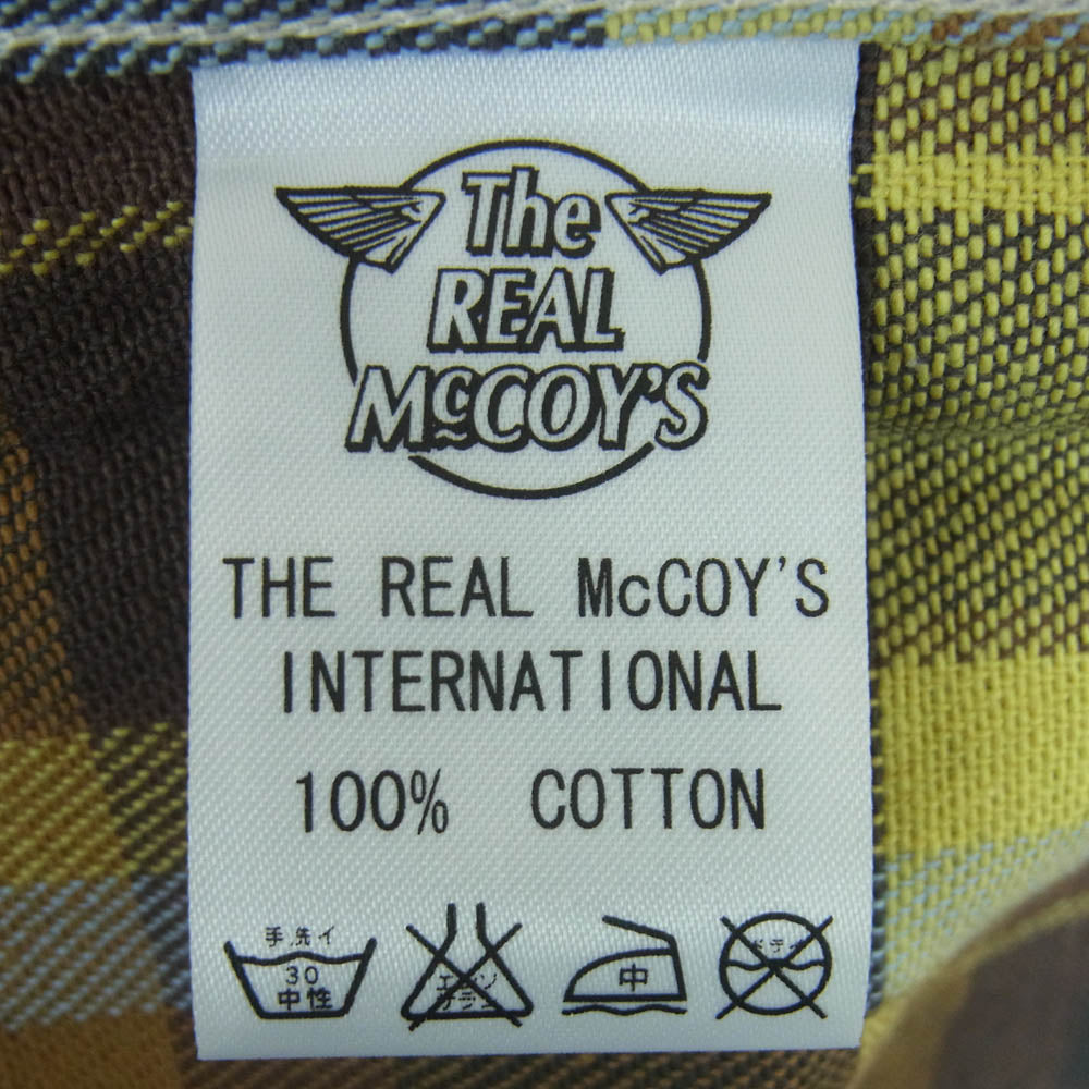 The REAL McCOY'S ザリアルマッコイズ MS16031 JOE Mc COY ジョーマッコイ LOT 949 8 HOUR UNION WORK SHIRT フランネル 長袖 シャツ ブラウン系 イエロー系 15【中古】