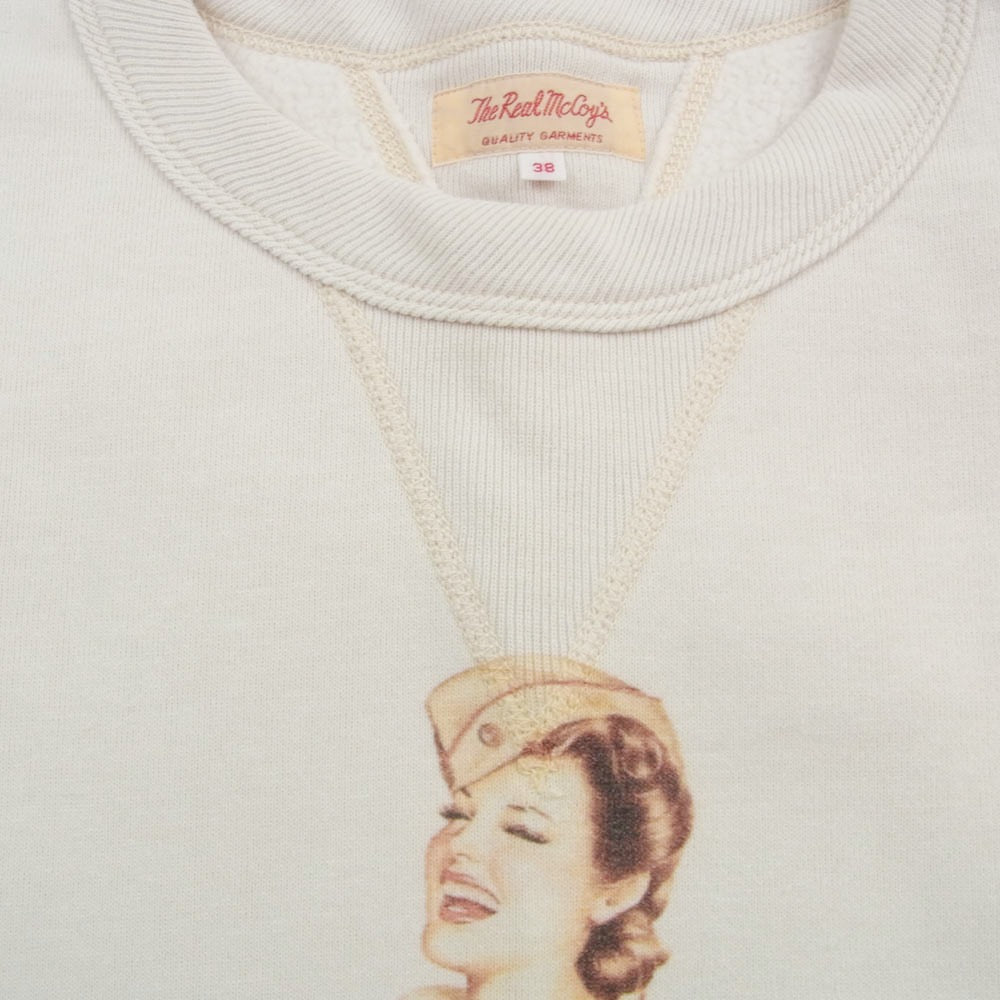 The REAL McCOY'S ザリアルマッコイズ Vargas Girl ヴァーガスガール 両V 吊り編み スウェット オフホワイト系 M【中古】