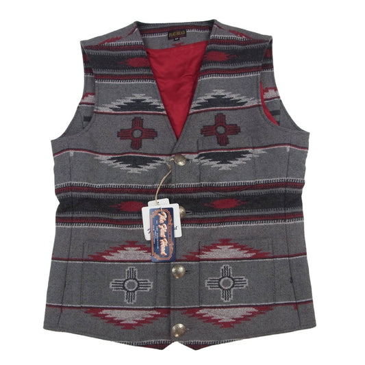THE FLAT HEAD ザフラットヘッド BKV-01 NATIVE BLANKET VEST ネイティブ ブランケット ベスト グレー系 40【美品】【中古】