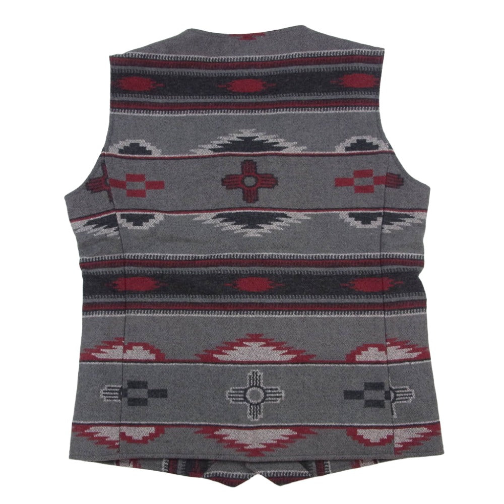 THE FLAT HEAD ザフラットヘッド BKV-01 NATIVE BLANKET VEST ネイティブ ブランケット ベスト グレー系 40【美品】【中古】