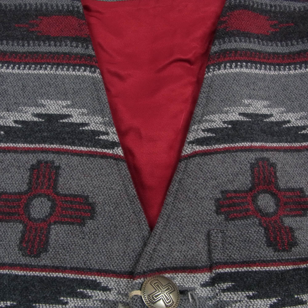 THE FLAT HEAD ザフラットヘッド BKV-01 NATIVE BLANKET VEST ネイティブ ブランケット ベスト グレー系 40【美品】【中古】