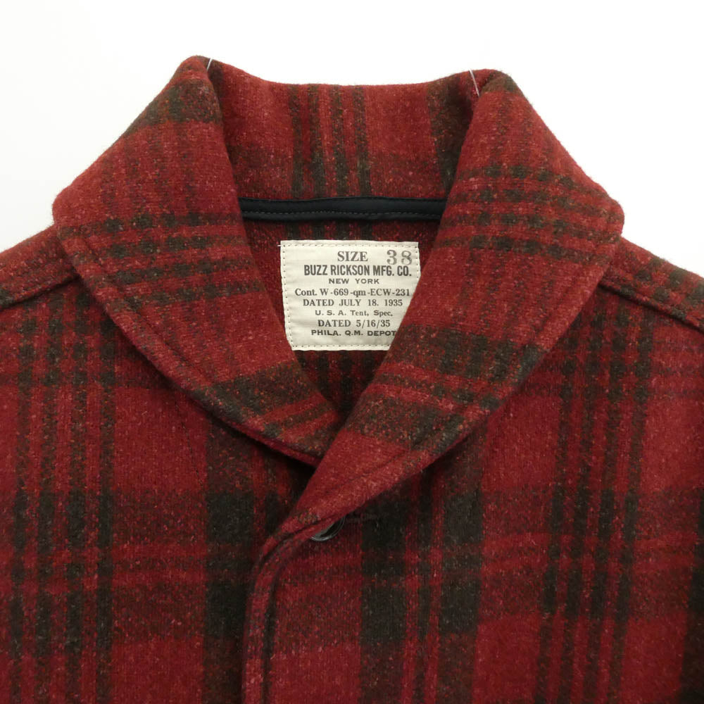 Buzz Rickson's バズリクソンズ BR13579 JACKET WOOL チェック ウール ジャケット レッド系 ブラック系 01 38【極上美品】【中古】