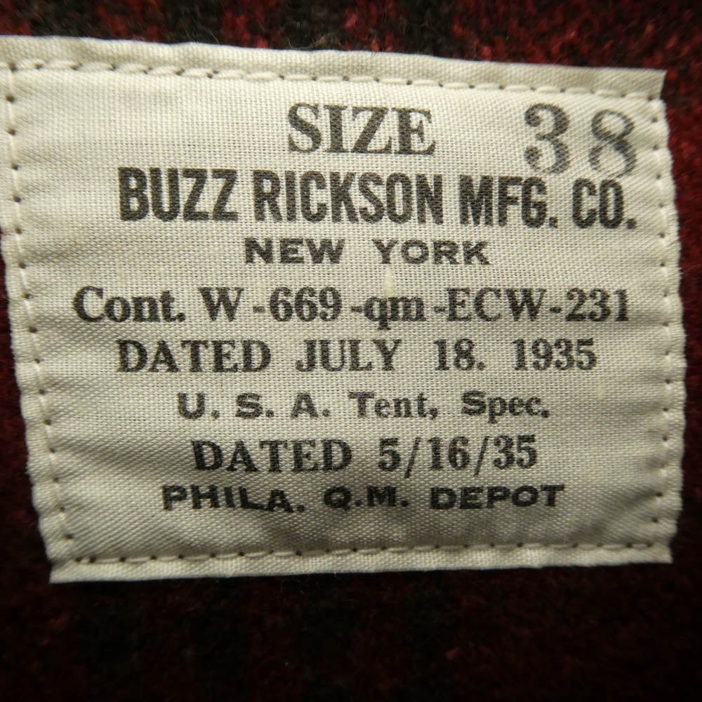 Buzz Rickson's バズリクソンズ BR13579 JACKET WOOL チェック ウール ジャケット レッド系 ブラック系 01 38【極上美品】【中古】