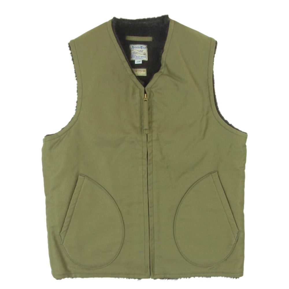 The REAL McCOY'S ザリアルマッコイズ TALON DEMOTEX-ED タロンジップ デッキ ベスト 日本製 カーキ系 オリーブ系 38【中古】