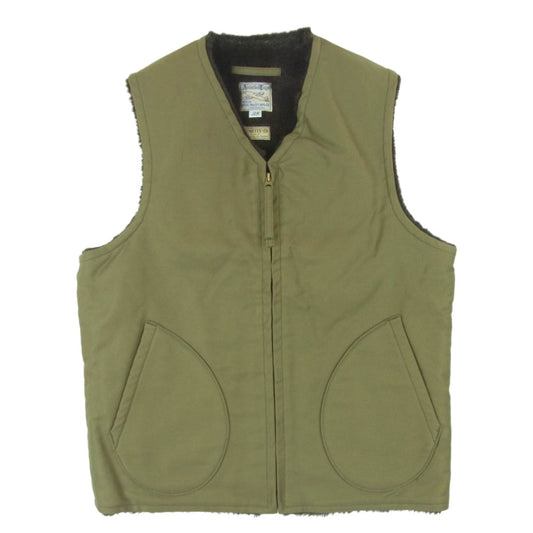 The REAL McCOY'S ザリアルマッコイズ TALON DEMOTEX-ED タロンジップ デッキ ベスト 日本製 カーキ系 オリーブ系 38【中古】