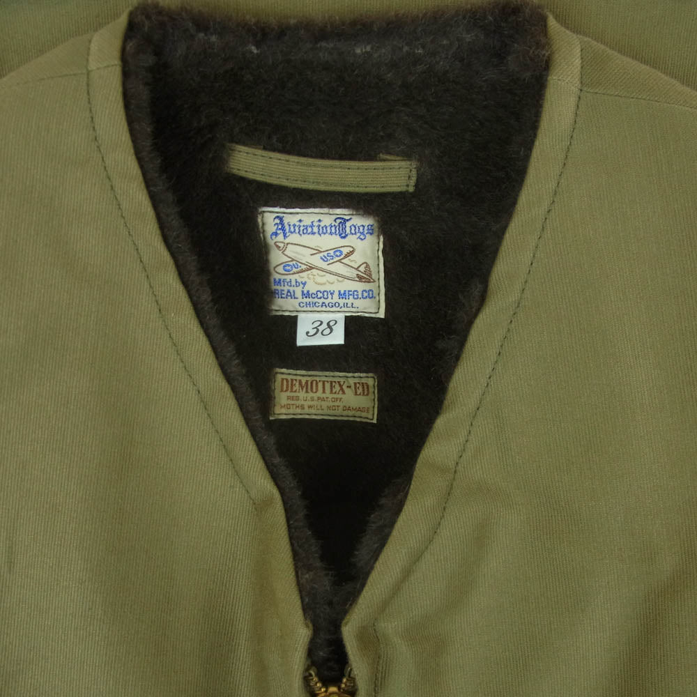 The REAL McCOY'S ザリアルマッコイズ TALON DEMOTEX-ED タロンジップ デッキ ベスト 日本製 カーキ系 オリーブ系 38【中古】