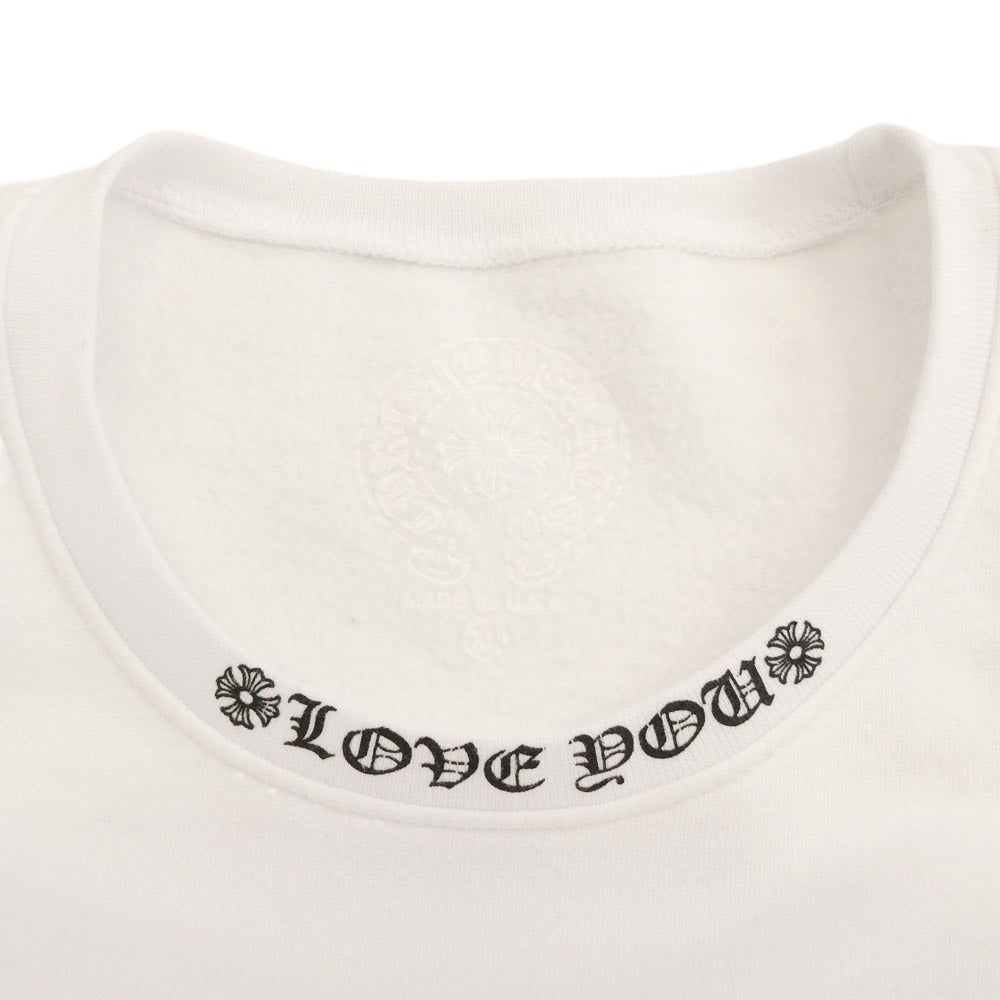 CHROME HEARTS クロムハーツ（原本無） SWTSHRT PLVR ネック ロゴ アーム フローラルクロス プリント クルーネック スウェット XL ホワイト系 XL【中古】
