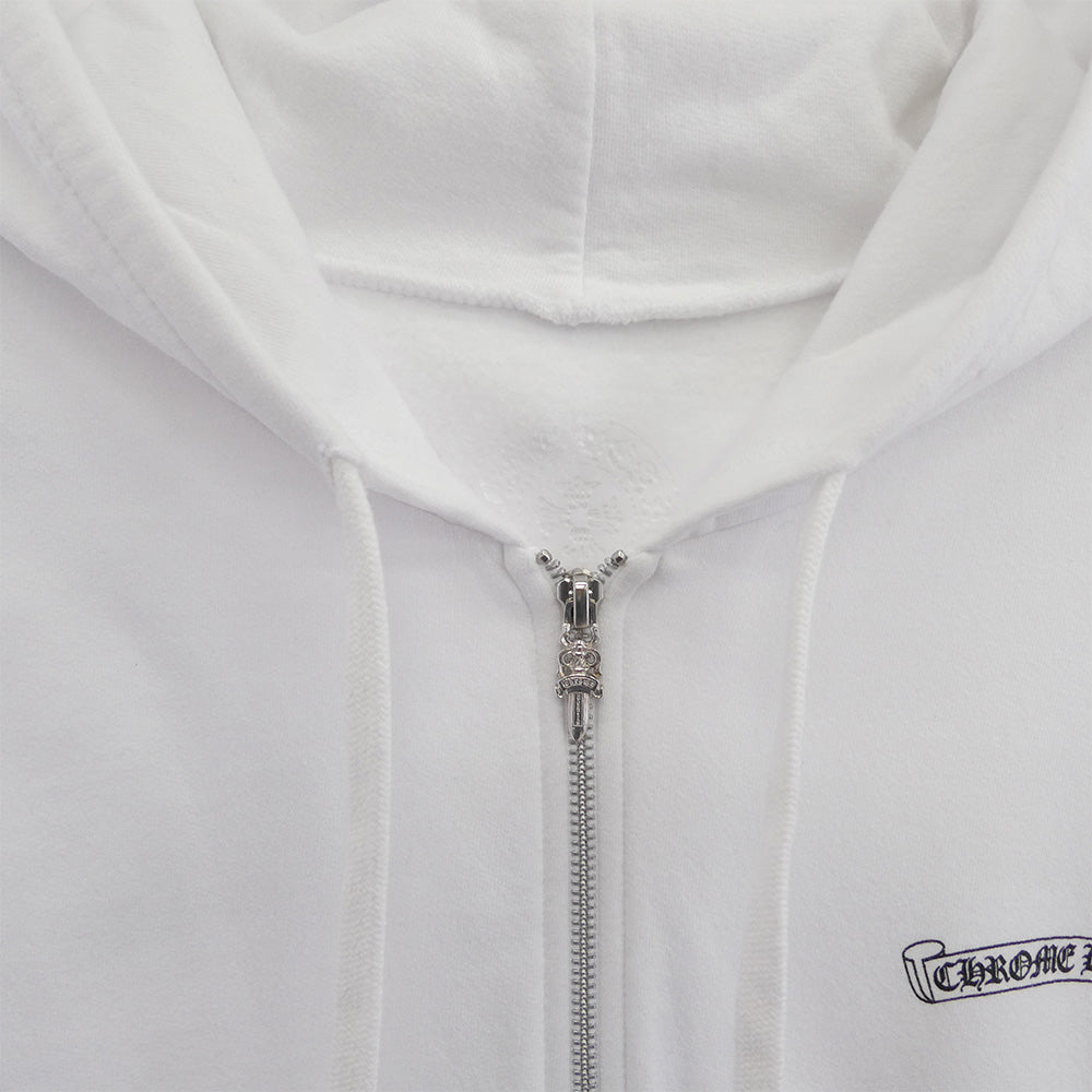 CHROME HEARTS クロムハーツ（原本無） SWTSHRT HD ZIP ダガージップ スクロールラベル バックプリント スウェット パーカー ホワイト系 L【中古】