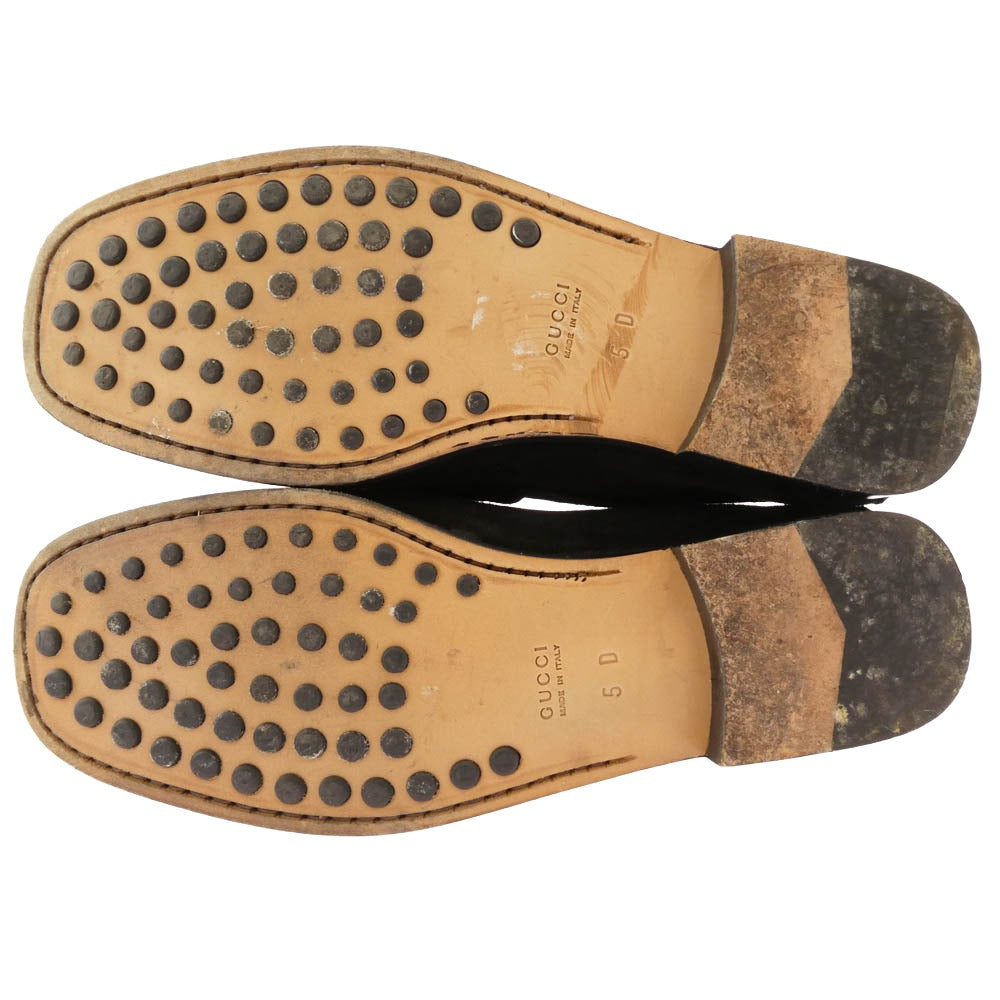 GUCCI グッチ 110 0211 ホースビット スエード ローファー ドライビングシューズ ブラック系 5D【中古】