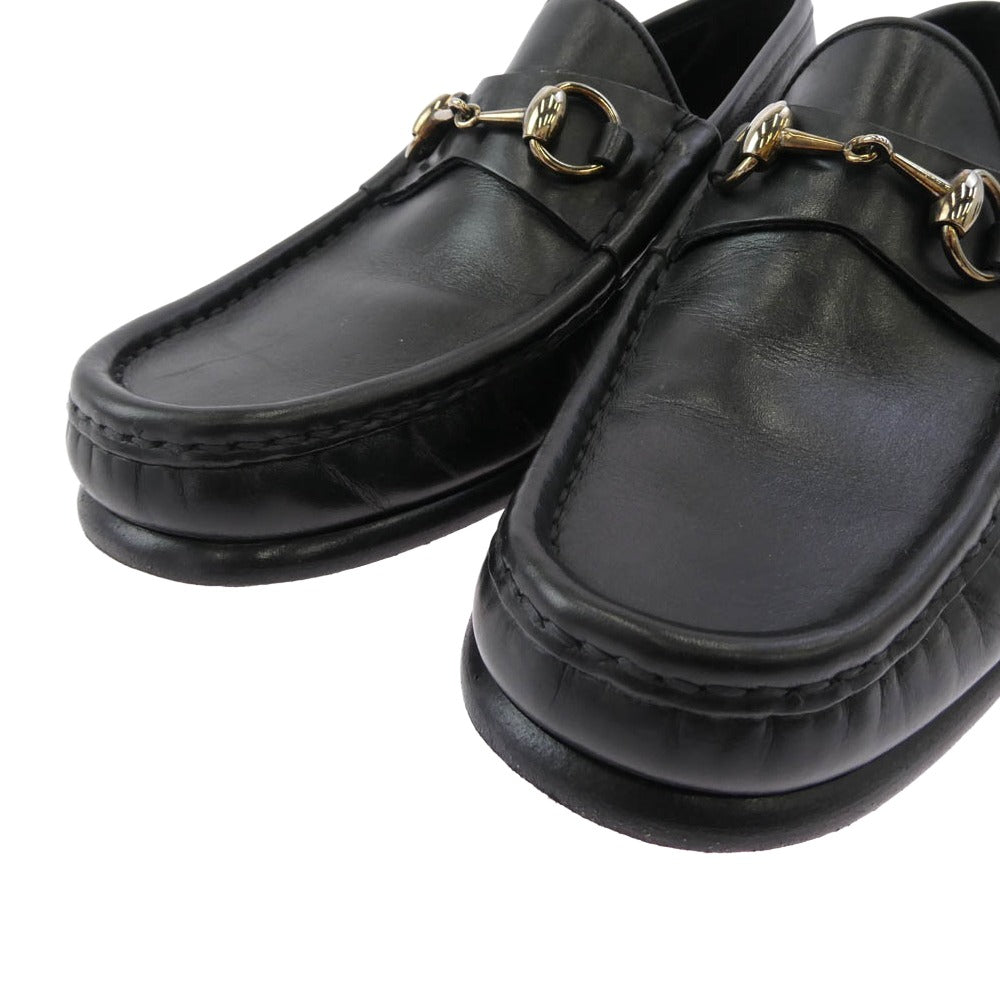 GUCCI グッチ 015938 ホースビット レザー ローファー シューズ ブラック系 39E【中古】
