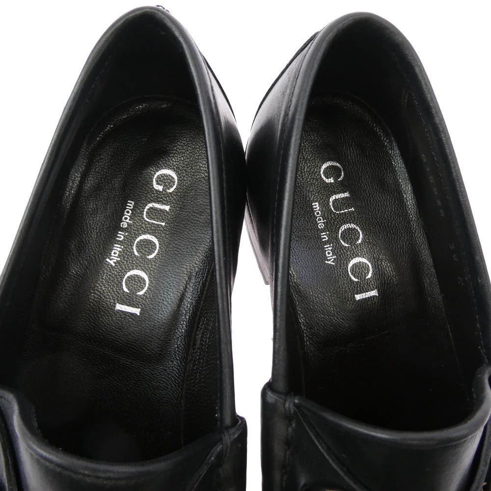 GUCCI グッチ 015938 ホースビット レザー ローファー シューズ ブラック系 39E【中古】
