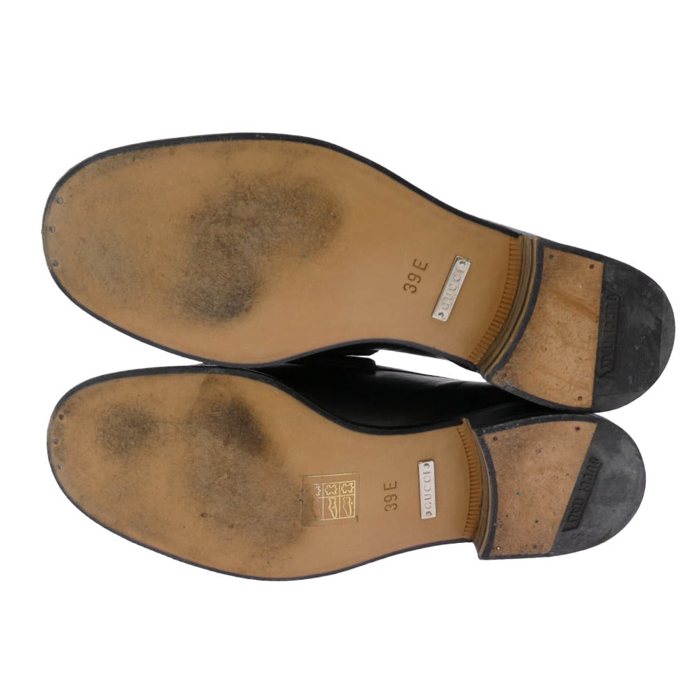 GUCCI グッチ 015938 ホースビット レザー ローファー シューズ ブラック系 39E【中古】