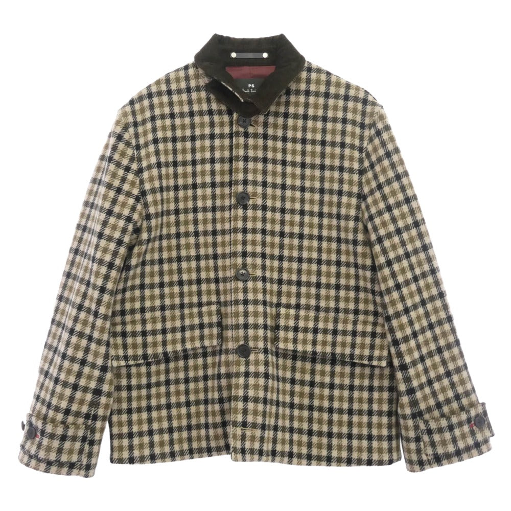 Paul Smith ポール・スミス 23SS 232113 ガンクラブチェック ブルゾン ジャケット ブラウン系 ベージュ系 L【中古】