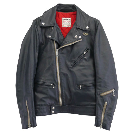 Lewis Leathers ルイスレザー イングランド製 REAL HIDE CYCLONE サイクロン ダブル ライダース レザー ジャケット ダークネイビー系 36【中古】