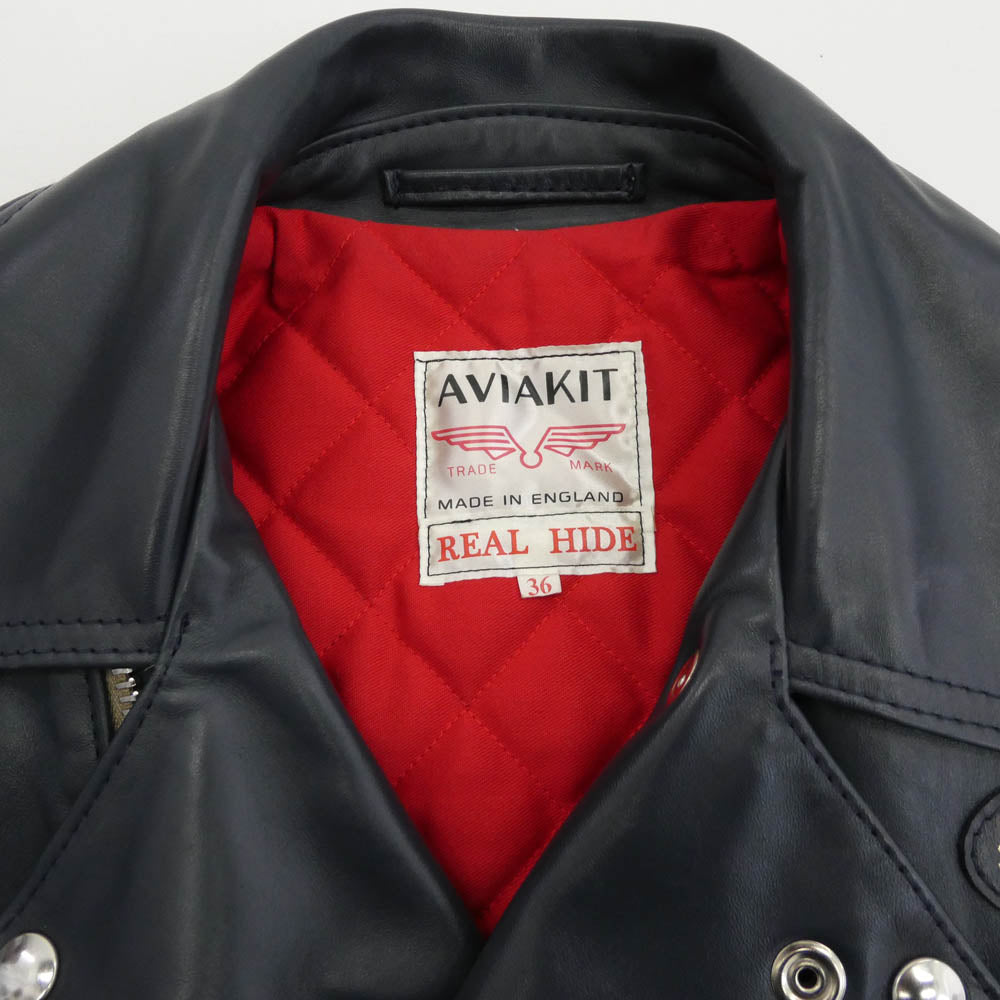 Lewis Leathers ルイスレザー イングランド製 REAL HIDE CYCLONE サイクロン ダブル ライダース レザー ジャケット ダークネイビー系 36【中古】