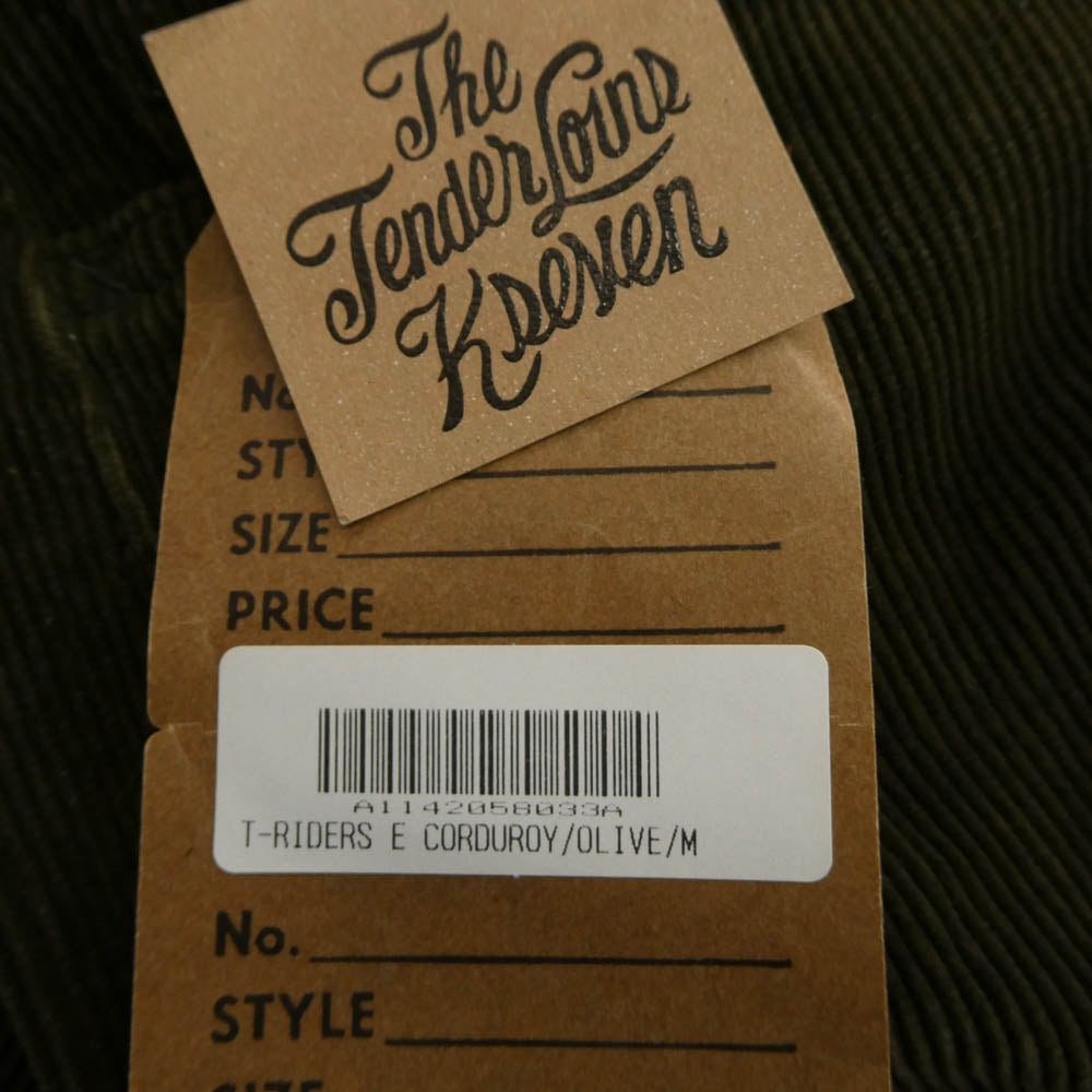 TENDERLOIN テンダーロイン T-RIDERS E CORDUROY シンチバック付き ライダース コーデュロイ パンツ オリーブ M【美品】【中古】
