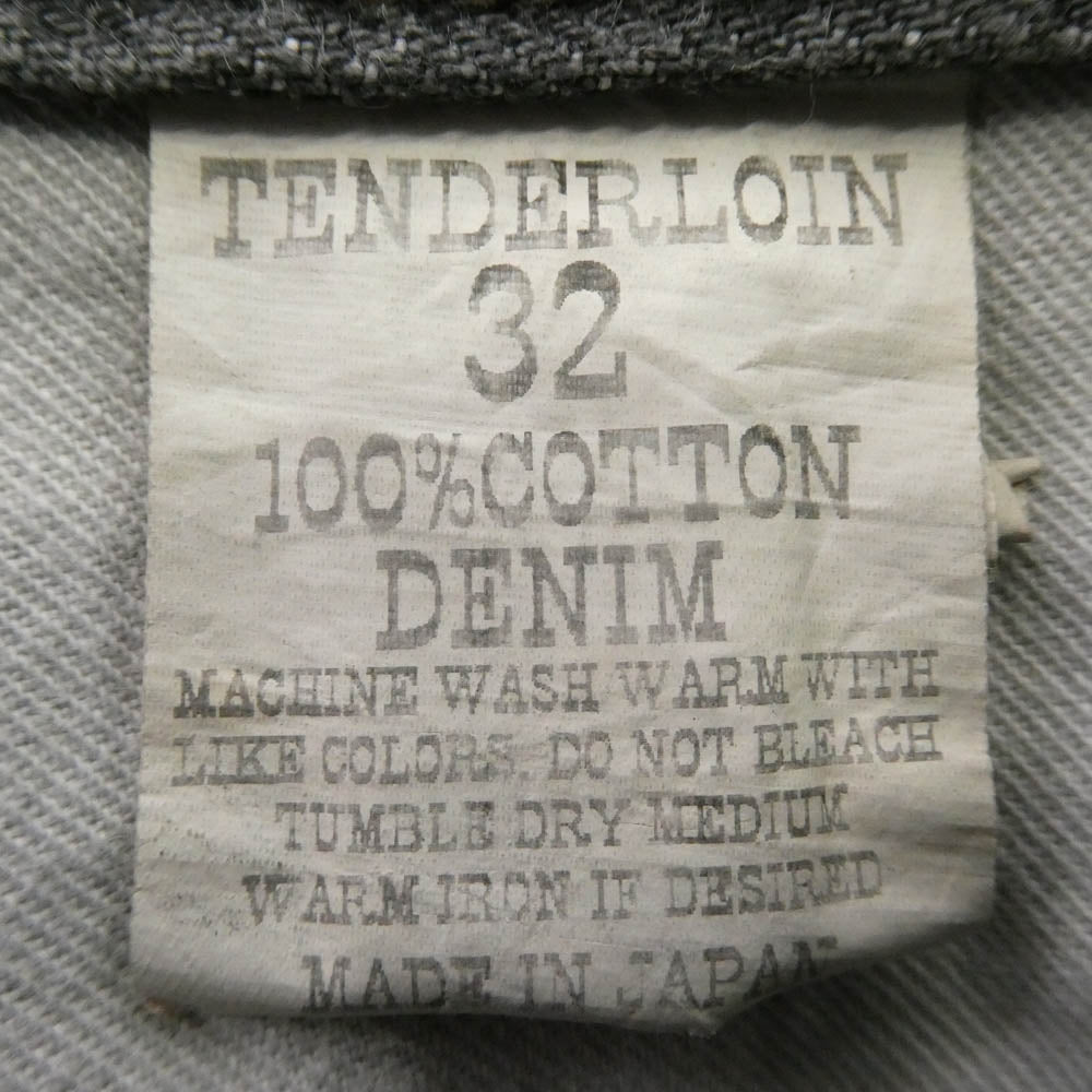 TENDERLOIN テンダーロイン T-RIDERS E シンチバック ボタンフライ ブラック デニム パンツ ブラック系 32【中古】