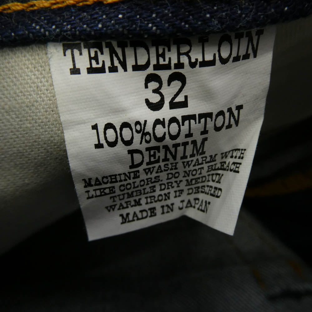 TENDERLOIN テンダーロイン T-RIDERS G ジッパーフライ ブーツカット セルビッチ デニム パンツ インディゴブルー系 32【中古】