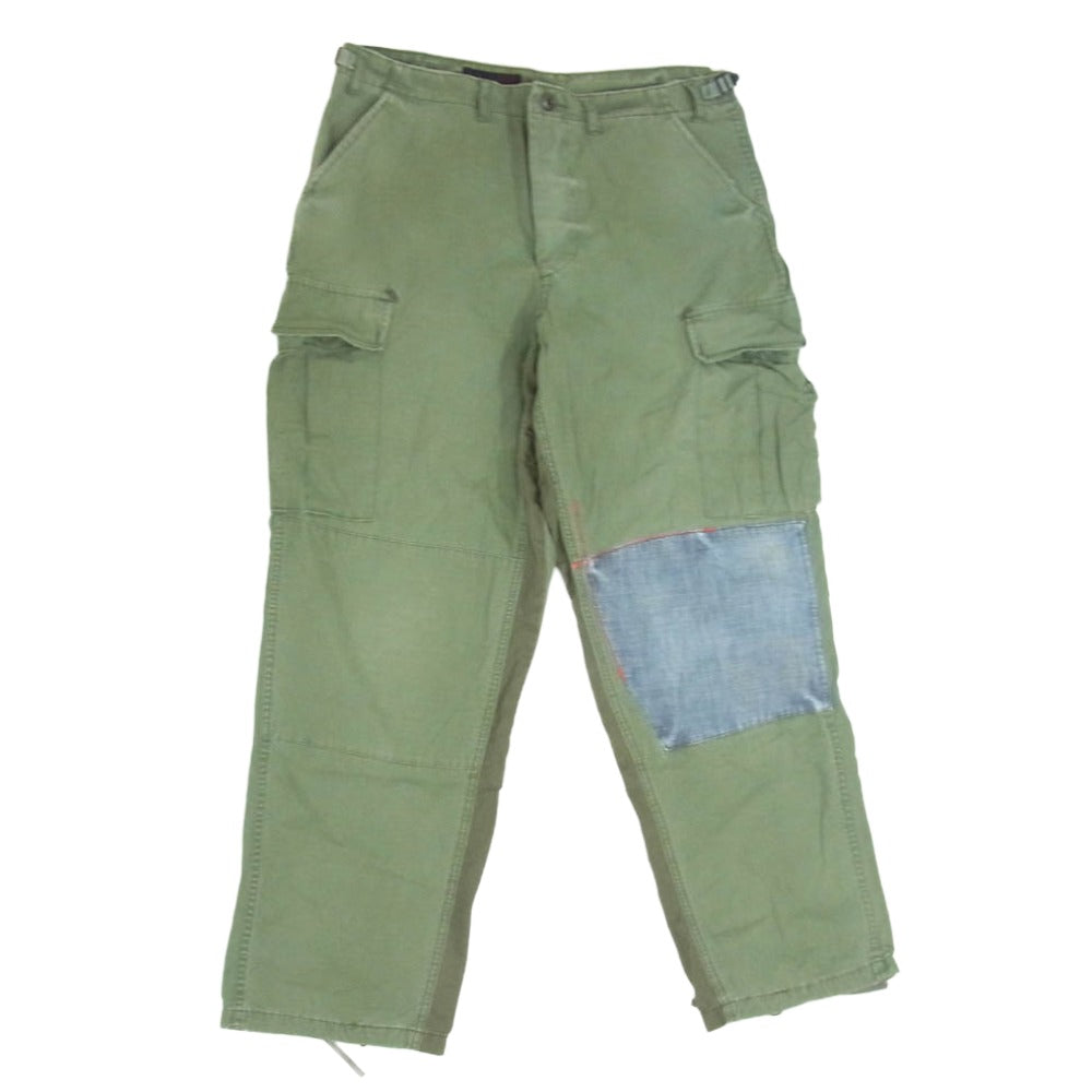 Anachronorm アナクロノーム デニム切替 リメイク ミリタリー カーゴ パンツ カーキ系 M【中古】
