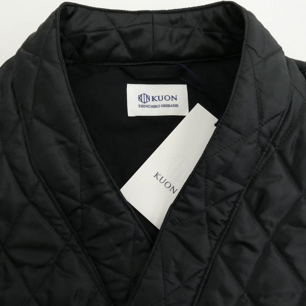 KUON クオン 145JK033940 Kimono Collar Quilted Shirket キモノカラー ダブルブレスト キルティング シャツ ジャケット ブラック系 S【極上美品】【中古】