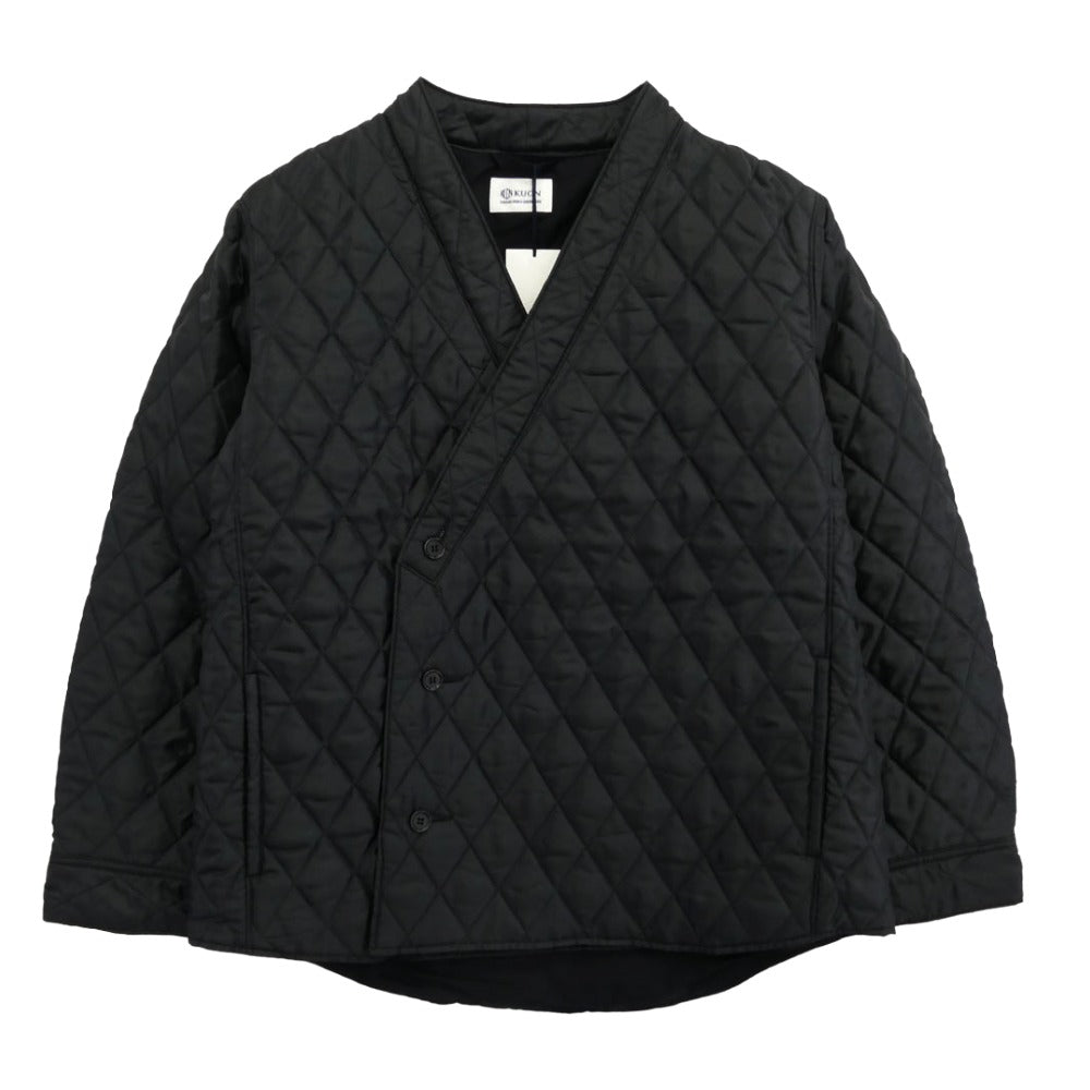 KUON クオン 145JK033940 Kimono Collar Quilted Shirket キモノカラー ダブルブレスト キルティング シャツ ジャケット ブラック系 M【極上美品】【中古】