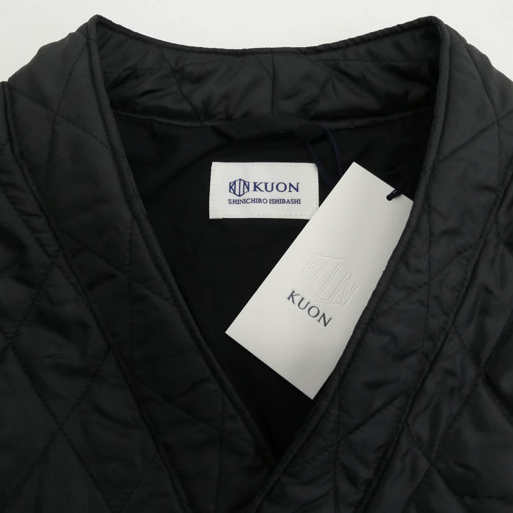 KUON クオン 145JK033940 Kimono Collar Quilted Shirket キモノカラー ダブルブレスト キルティング シャツ ジャケット ブラック系 M【極上美品】【中古】