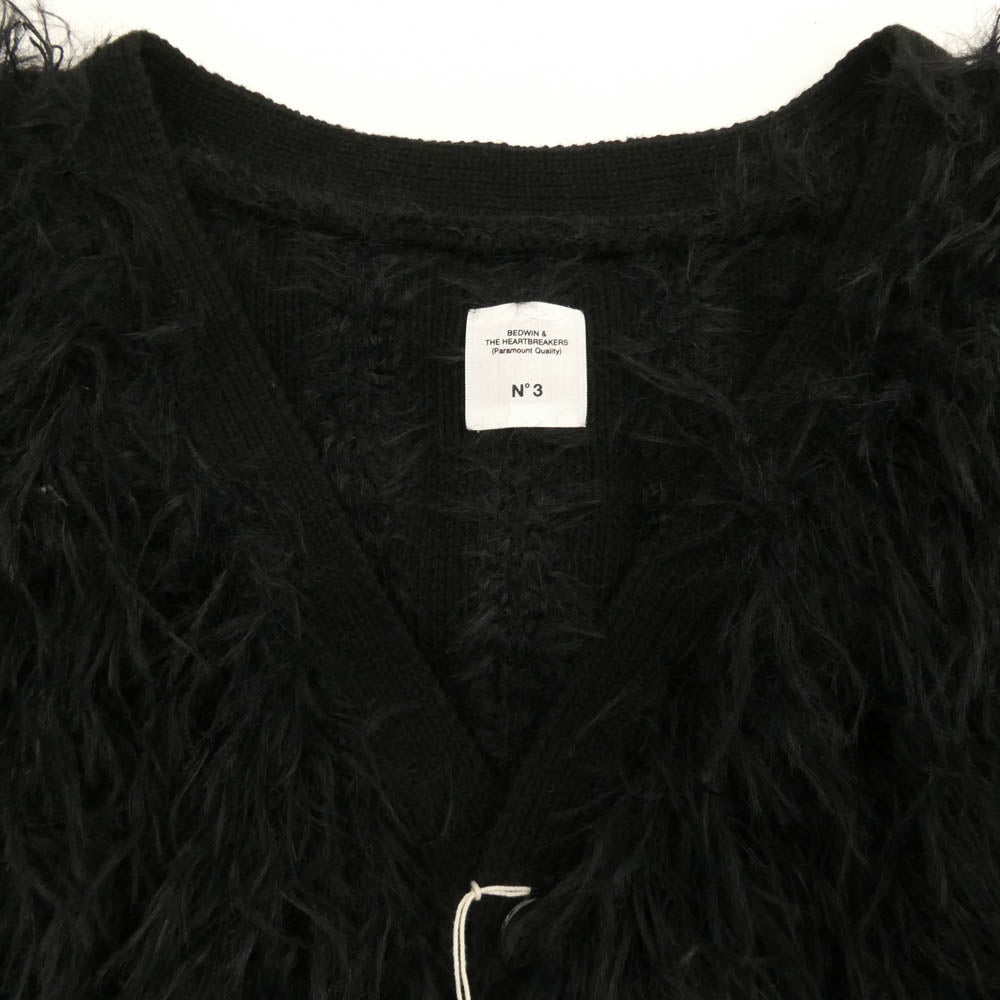 BEDWIN & THE HEARTBREAKERS ベドウィンアンドザハートブレイカーズ 25AB3194 LONG HAIR MOHAIR CARDIGAN ロングヘア モヘア カーディガン ブラック系 3【極上美品】【中古】