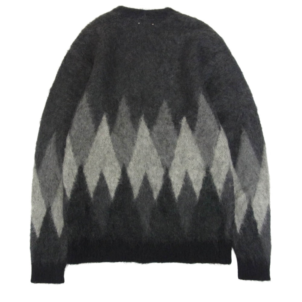 MINEDENIM マインデニム 2210-6002-97-022 Kid Mohair Argyle Washed Knit Long Cardigan モヘア アーガイル ニット カーディガン グレー系 2【極上美品】【中古】
