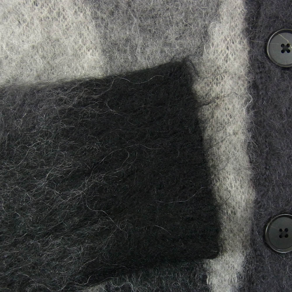 MINEDENIM マインデニム 2210-6002-97-022 Kid Mohair Argyle Washed Knit Long Cardigan モヘア アーガイル ニット カーディガン グレー系 2【極上美品】【中古】