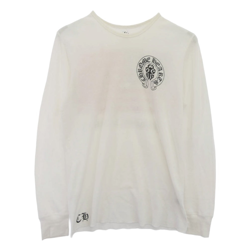 CHROME HEARTS クロムハーツ（原本無） 星条旗 アメリカンフラッグ ホースシュー CHプラス プリント サーマル 長袖 カットソー Tシャツ ホワイト系 L【中古】