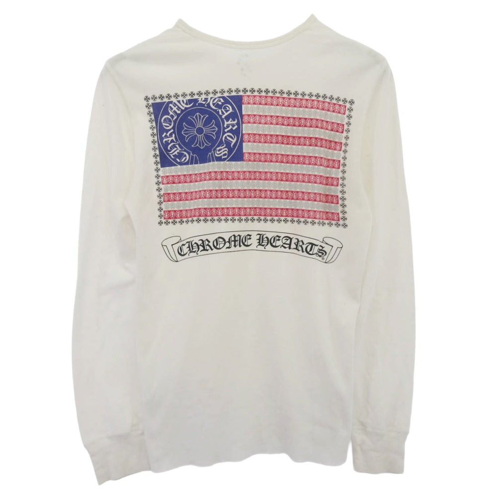 CHROME HEARTS クロムハーツ（原本無） 星条旗 アメリカンフラッグ ホースシュー CHプラス プリント サーマル 長袖 カットソー Tシャツ ホワイト系 L【中古】