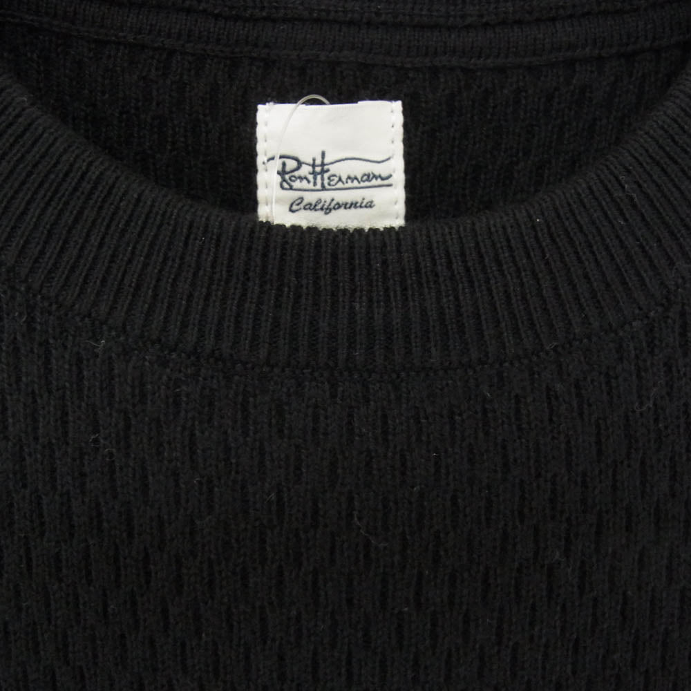 Ron Herman ロンハーマン 3220800019 カシミヤ混 ハニカムサーマル 長袖 Tシャツ ブラック系 S【中古】