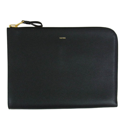 TOM FORD トムフォード HO355 LCL213G ソフトグレインレザー セカンド クラッチ バッグ ブラック系【中古】