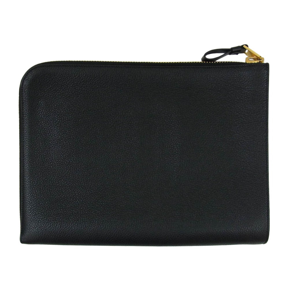 TOM FORD トムフォード HO355 LCL213G ソフトグレインレザー セカンド クラッチ バッグ ブラック系【中古】