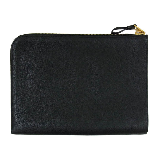 TOM FORD トムフォード HO355 LCL213G ソフトグレインレザー セカンド クラッチ バッグ ブラック系【中古】