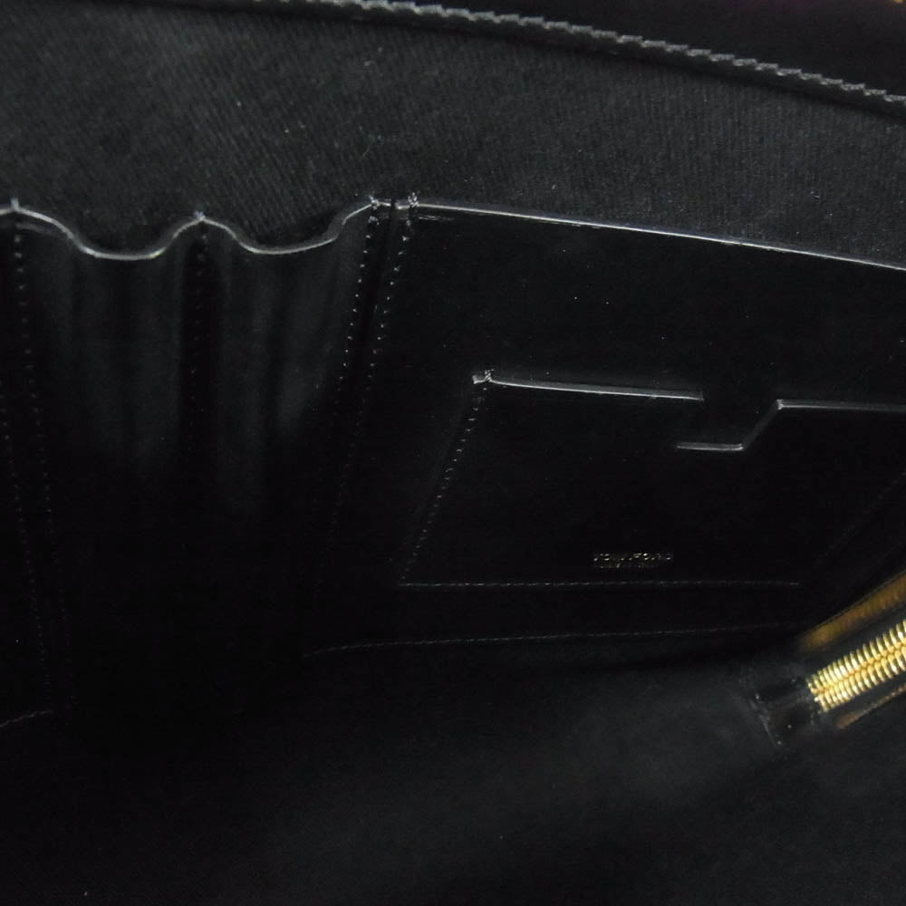 TOM FORD トムフォード HO355 LCL213G ソフトグレインレザー セカンド クラッチ バッグ ブラック系【中古】