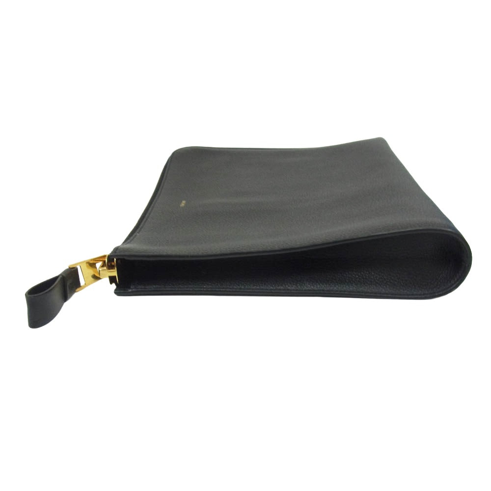 TOM FORD トムフォード HO355 LCL213G ソフトグレインレザー セカンド クラッチ バッグ ブラック系【中古】